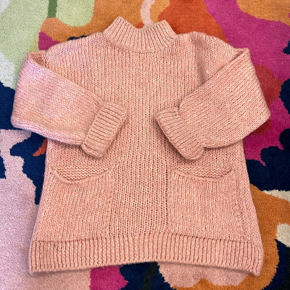 Pink metallic mock neck sweater